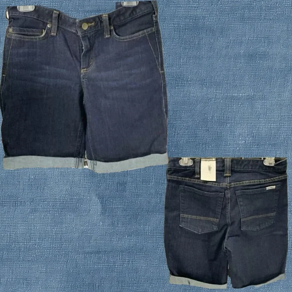 Carhartt 4 Denim Blue Rugged Flex Mid Rise 5 Pocket Skinny Leg Jean Shorts